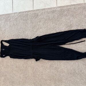 bobi Black Sleeveless Tie-Waist Jumpsuit